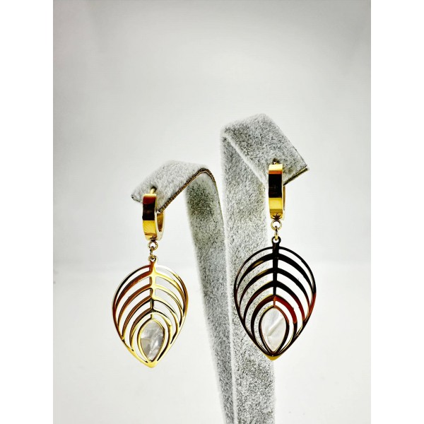 Gold Yaprak Detaylı Küpe Gold Yaprak Detaylı Küpe